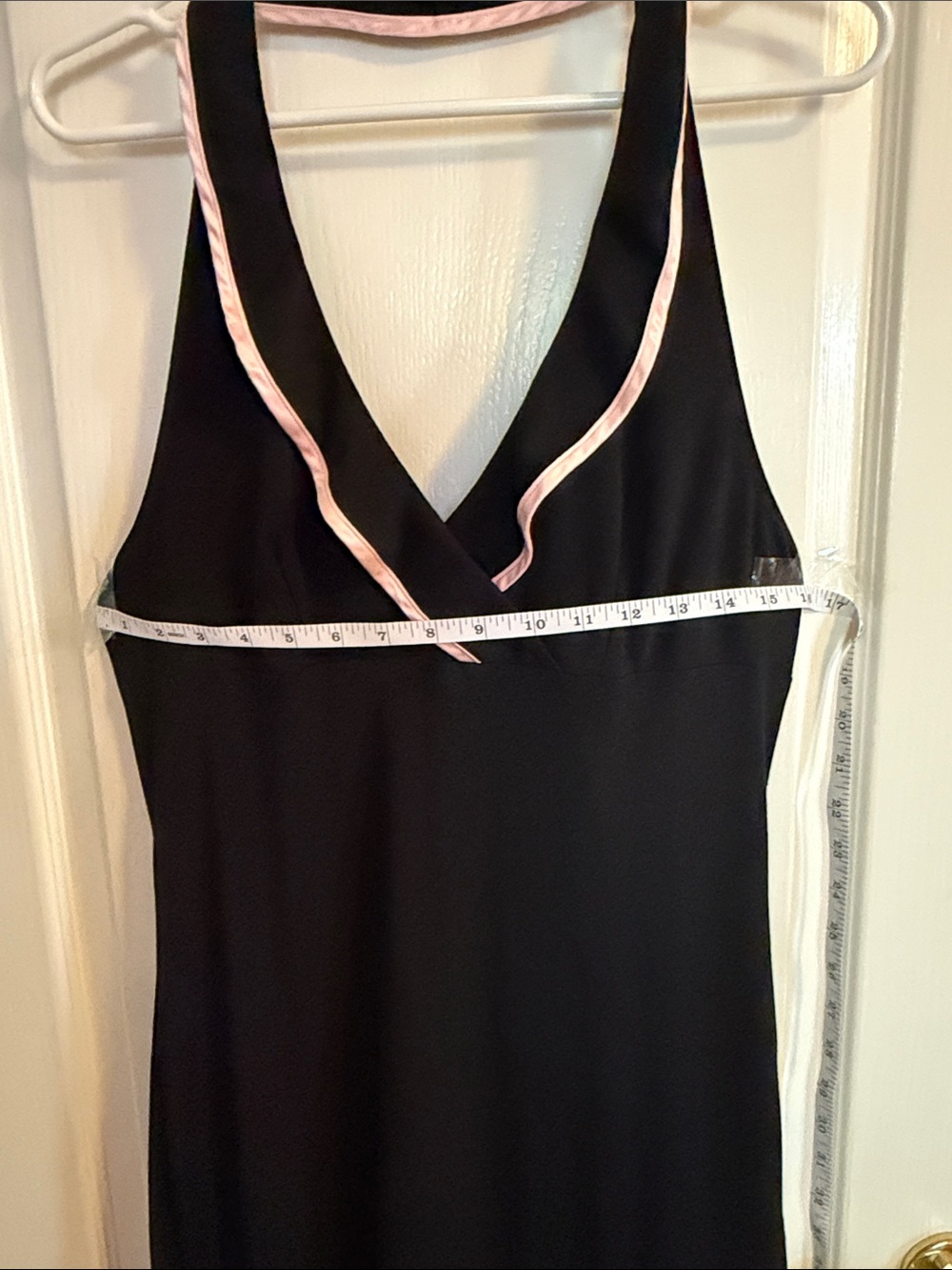 Source Unknown Black High-Low Dress with Pink Trim
